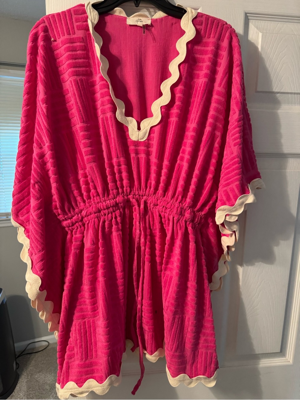 entro Hot Pink Swim Coverup with Cream Trim